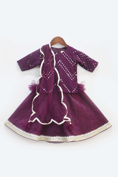 Buy Purple Cotton Silk Printed Floral Top And Palazzo Set For Girls by Mini  Trails Online at Aza Fashions.