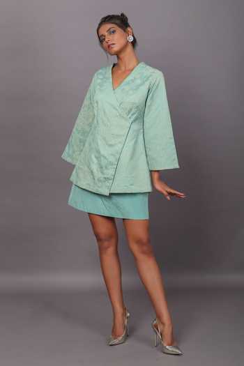 Couché By Anandini Textured Woven Jacket & Skirt Set 