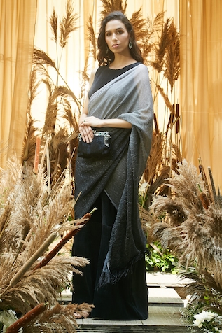 Tasuvure Indies Metallic Pre-Draped Saree Gown