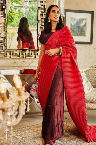 Buy Look And Adorn Women Grey,Pink Cotton Saree (Free Size) Online at Best  Prices in India - JioMart.