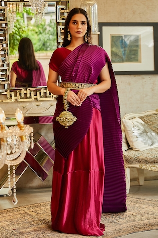 Tasuvure Indies Pleated Saree Gown with Blouse