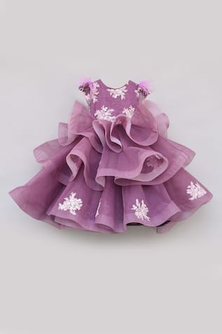 Embroidered Ruffle Gown 