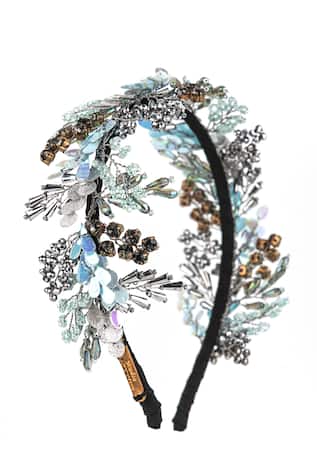 Flock Floral Embellished Hairband 
