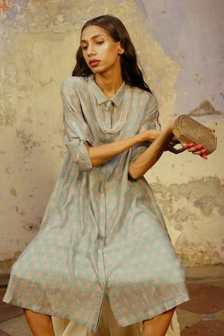 Printed Shirt Dress  