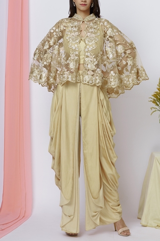 Ariyana Couture Embroidered Cape Dhoti Pant Set