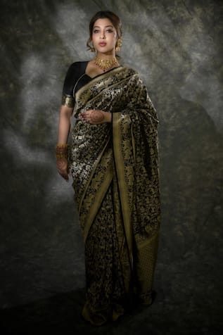 Black Zari Border Handloom Linen Saree – Beatitude