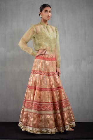 Embroidered Lehenga with Organza Shirt 