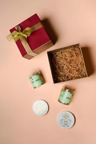 Earthy Amber Gift Box With Opulence Coasters  