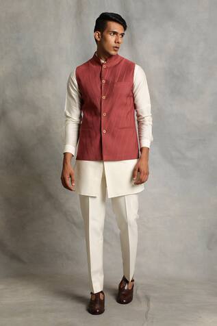 Pleated Bundi & Kurta Set 