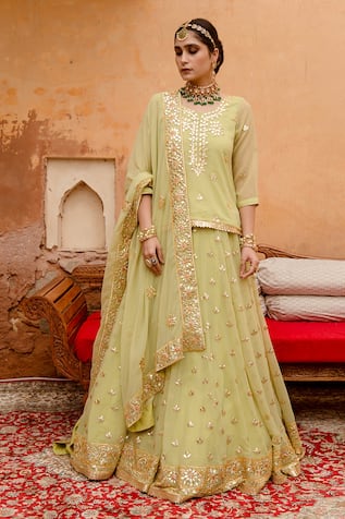 Rani And Green Georgette Party Wear Lehenga Choli | Latest Kurti Designs