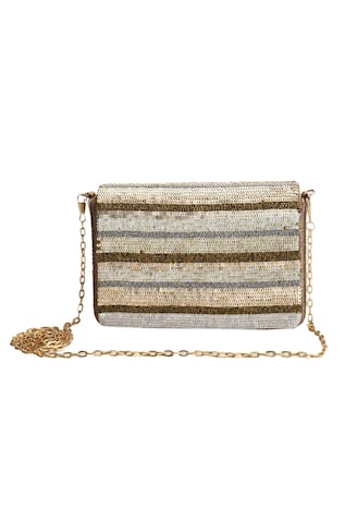  Sequin Flap Clutch with Sling 