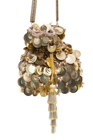 Penny Velvet Embroidered Potli Bag 