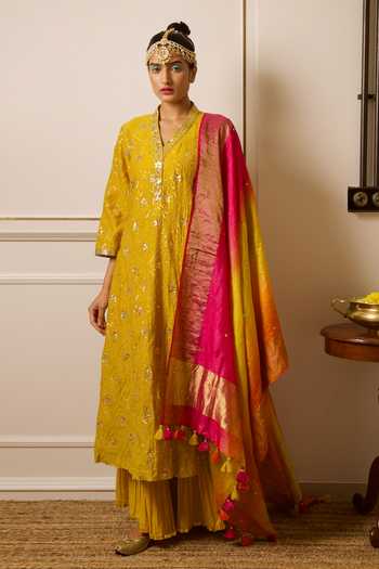 Loka By Veerali Raveshia Chanderi Silk Kurta Sharara Set 