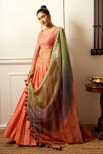 Loka By Veerali Raveshia Mirror Work Lehenga Set 