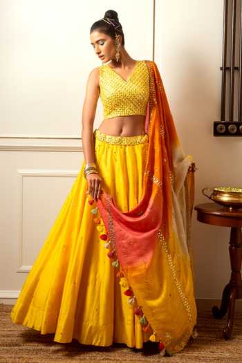 Loka By Veerali Raveshia Mirror Work Lehenga Set 