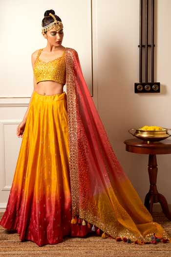 Loka By Veerali Raveshia Mirror Work Lehenga Set 