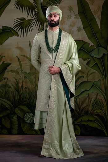 Punit Arora Silk Embroidered Sherwani Set 