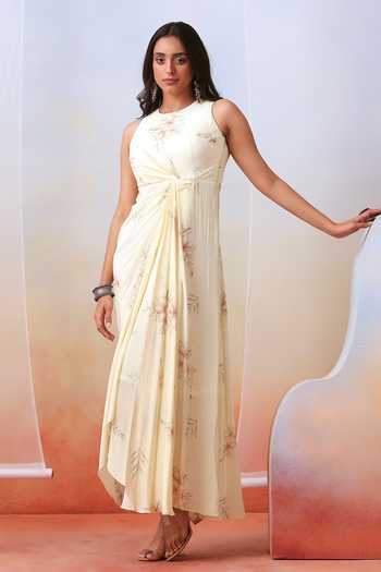 ISHA GUPTA TAYAL Floral Print Draped Dress 