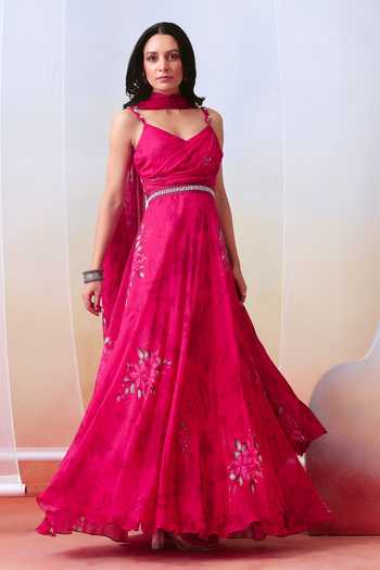 ISHA GUPTA TAYAL Printed Draped Anarkali With Dupatta 
