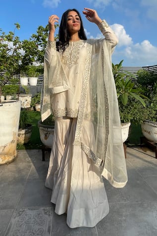 Chanderi Silk Kurta Gharara Set 