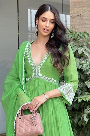 Thread & Zari Embroidered Kurta Set For Kids