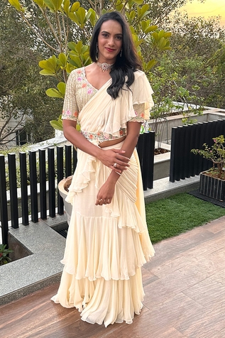 Paulmi and Harsh Layered Pre-Draped Saree With Blouse
