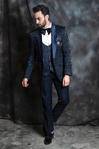 Black Full Embroidered Designer Tuxedo Suit – Bonsoir