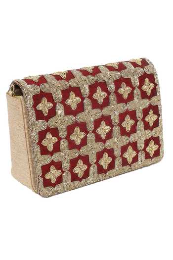 The Purple Sack Embroidered Flap Clutch 