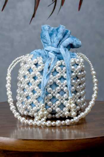 Eena Pastel Blue Embellished Potli Bag 