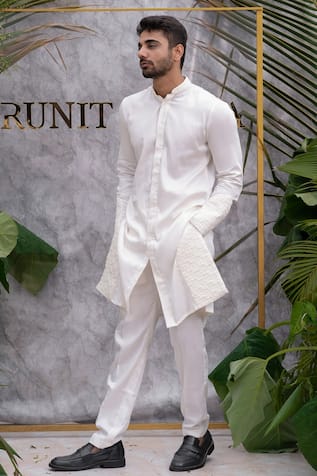Ivory Quilted Kurta Set For Kids
