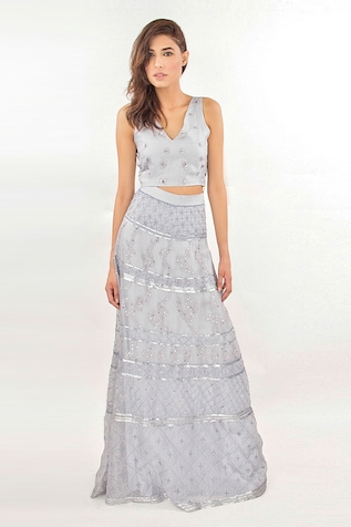 Jasmine Bains Embroidered Top & Skirt Set