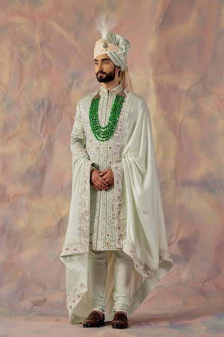 Floral Embroidered Border Stole 