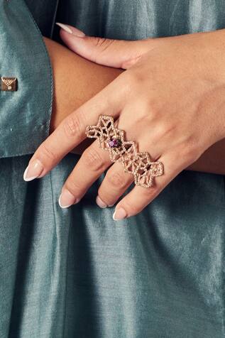 Zari Embroidered Gold Ring 