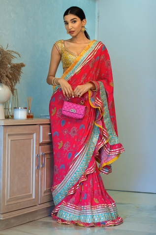 Gopi Vaid Printed Ruffle Saree Set
