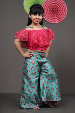 Off Shoulder Top & Silk Palazzo Set 