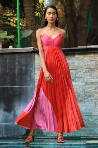 Zwaan Pleated Colorblock Dress