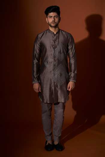 Kaaj Button X AZA Chanderi Silk Embroidered Kurta Set 