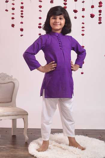 THE COTTON STAPLE Violet Cotton Kurta Set With Pant 