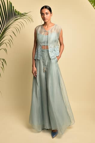 Karishma Khanduja Bareilly Organza Jacket & Palazzo Set 