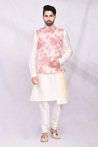 Arihant Rai Sinha Floral Print Bundi & Kurta Set