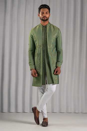 Punit Arora Embroidered Bundi & Kurta Set 