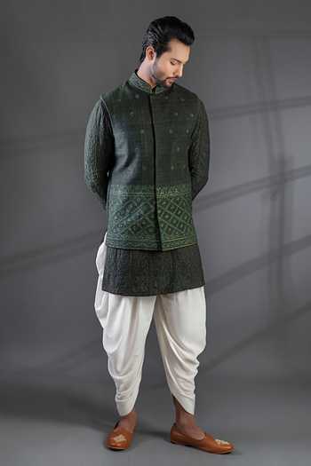 Punit Arora Embroidered Bundi & Kurta Set 