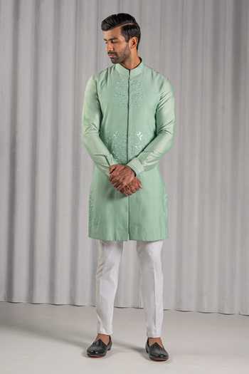 Punit Arora Cotton Silk Embroidered Kurta Set 