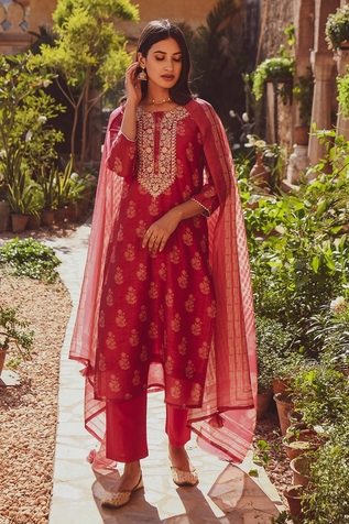 KARAJ JAIPUR Floral Print Kurta Set