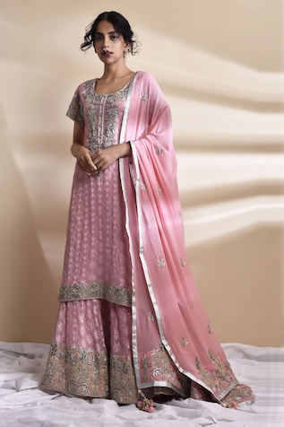 Buy Pink 100% Cotton Hand Embroidered Pithan Flared Palazzo For Women by  Gulaal Online at Aza Fashions.