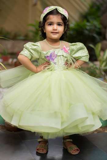 Lil Angels Bird Motif Embellished Dress 