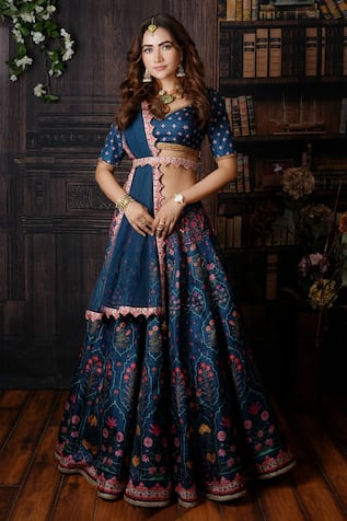 Blue Printed Lehenga Set – Qaynat Clothing | Womens Lehenga | Shop Online  Fashion