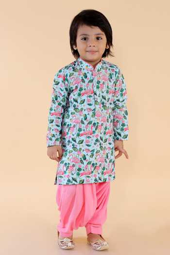 Lil Angels Flamingo Print Kurta Set 
