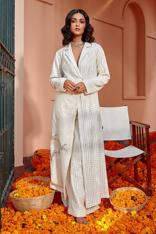 Mirror Embroidered Bell Bottom Pant 