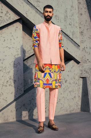Bundi & Printed Kurta Set 